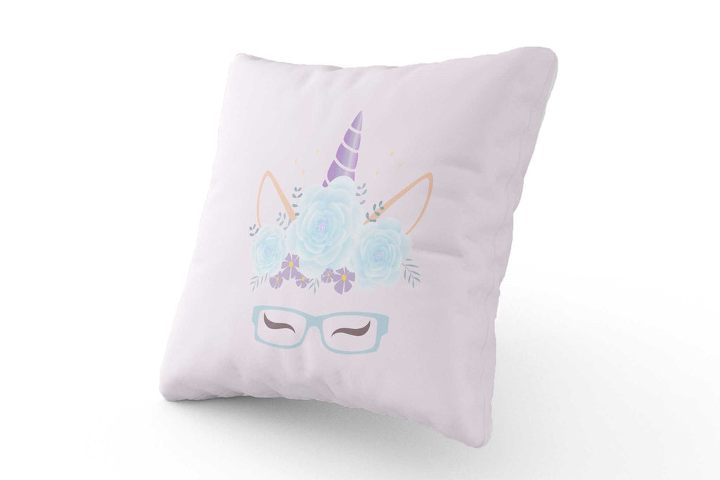 Cushion - Blue & Purple Unicorn with Glasses - Fairy Specs