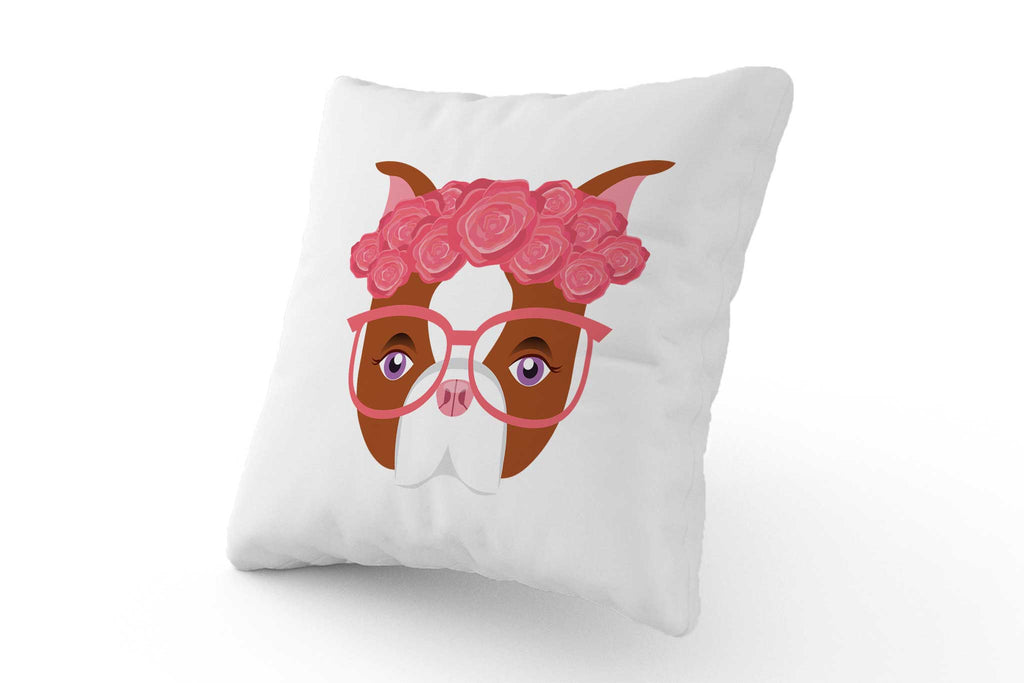 Cushion - Pink Bulldog with Glasses - Fairy Specs