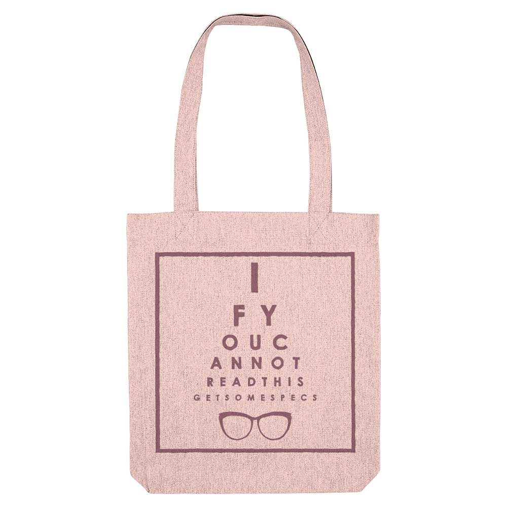 Eyechart Organic Cotton Tote Bag - Pink - Fairy Specs