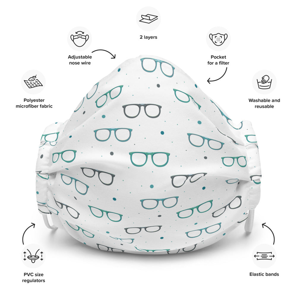 reusable washable face mask with glasses