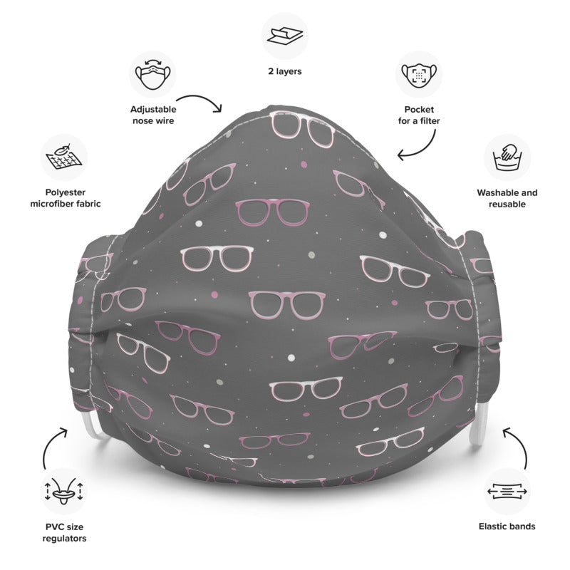 Fairy specs custom made face mask for opticians with eyeglasses pattern