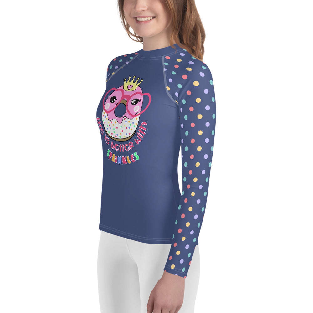 Youth Sun Safe UV Protection Rash Guard - Donut with Glasses (8-20y) - Fairy Specs