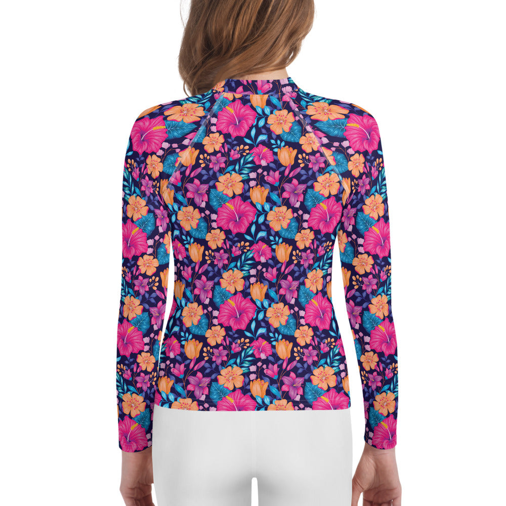 Youth Sun Safe UV Protection Rash Guard - Floral (8-20y) - Fairy Specs