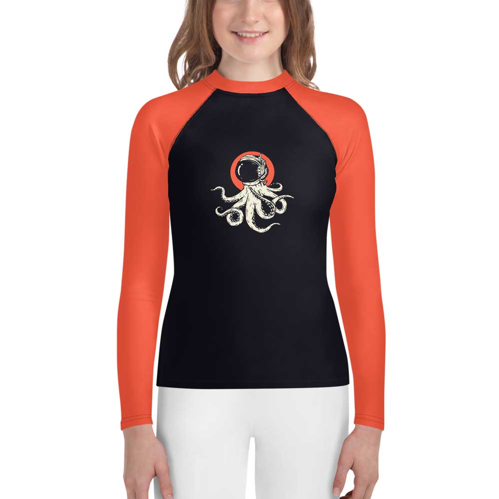 Youth Sun Safe UV Protection Rash Guard - Octopus Astronaut (8-20y) - Fairy Specs
