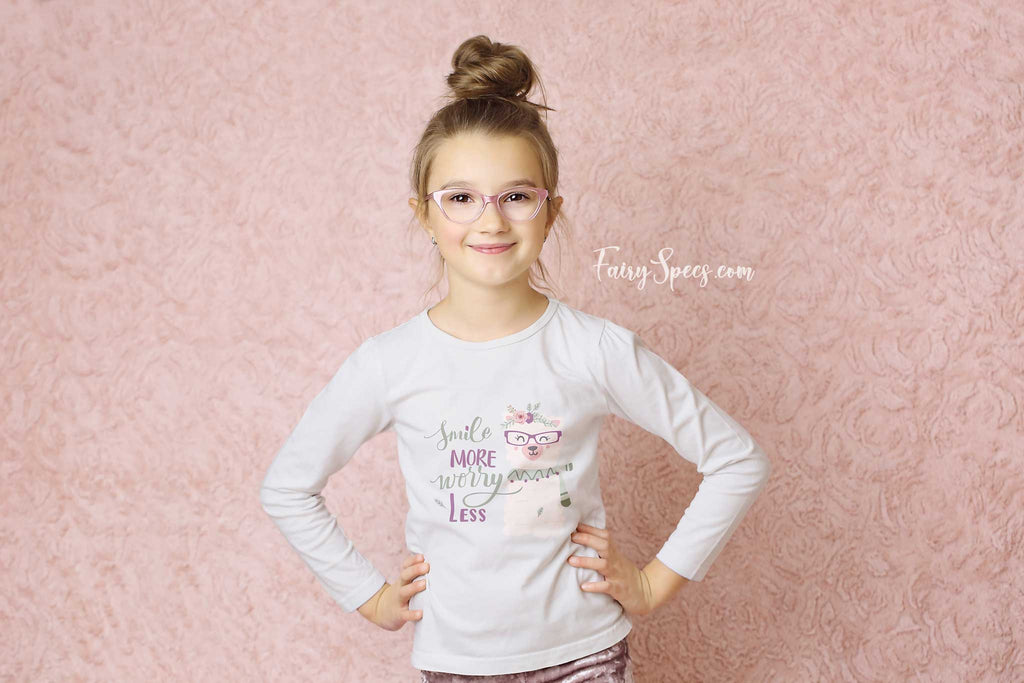 Kids' Long Sleeved Organic Cotton Top - Smile. Glasses-Wearing Llama - Fairy Specs